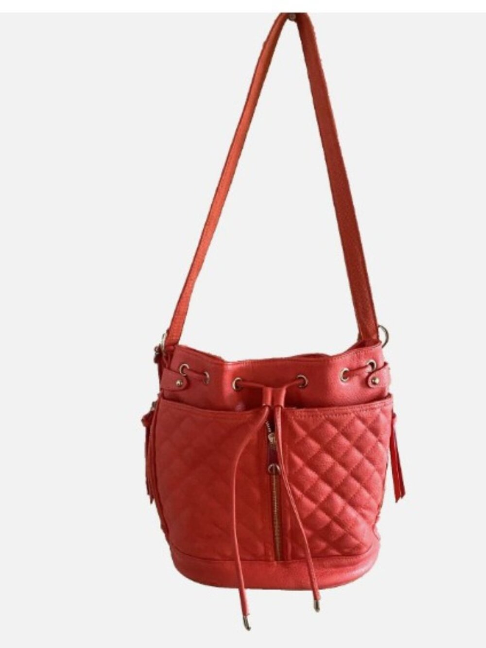 STEVE MADDEN Red Quilted Convertible Backpack Bucket Handbag